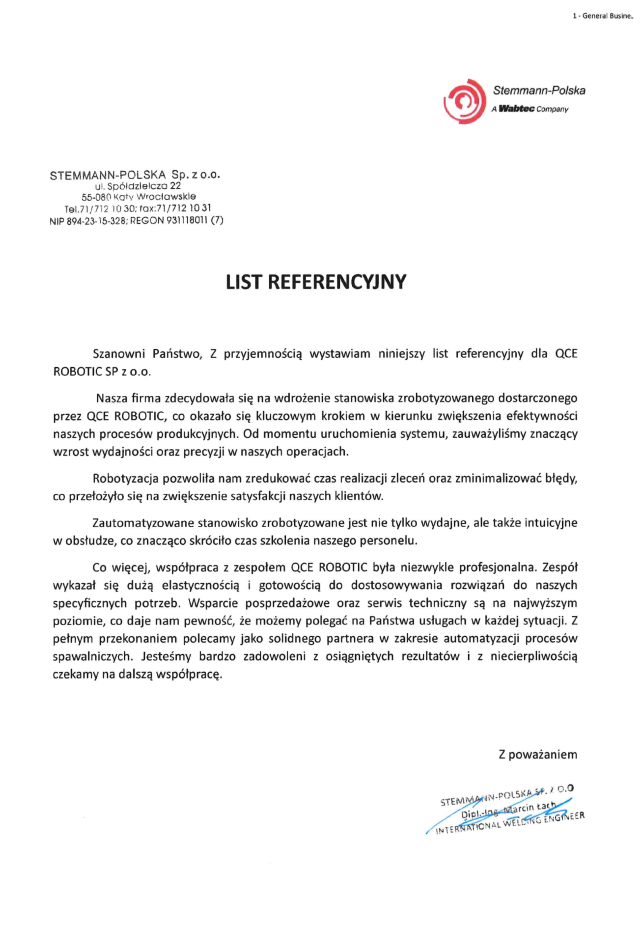 Referencja STEMMANN Polska